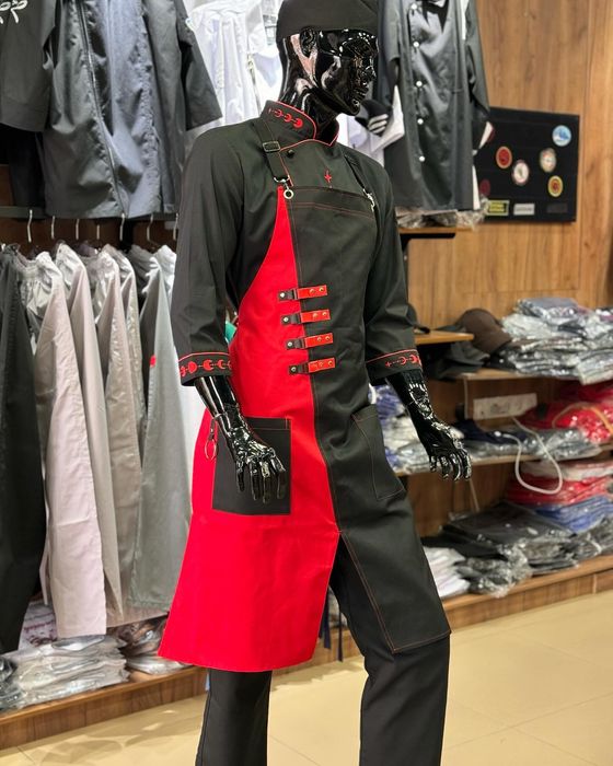 Фартук капучино красный чёрный