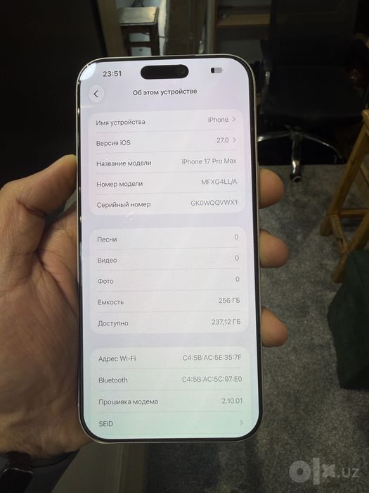 Iphone 17 max 256 LLA silver b/u