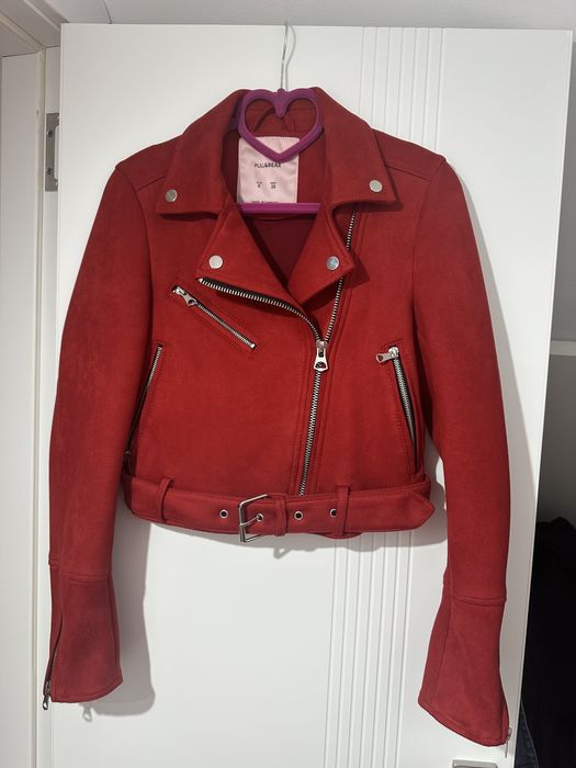 Geaca piele intoarsa rosie Pull&Bear