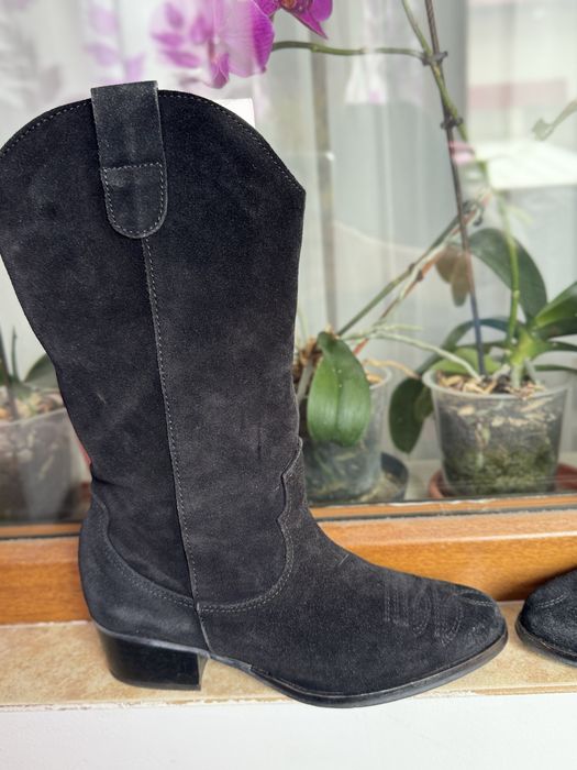 Ciocate Pieces cizme cowboy piele intoarsa