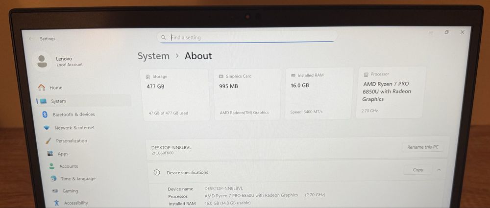 Lenovo Thinkpad T14 Gen3 Ryzen 7 PRO 256 / 512GB LTE - Portabil ! Gen4