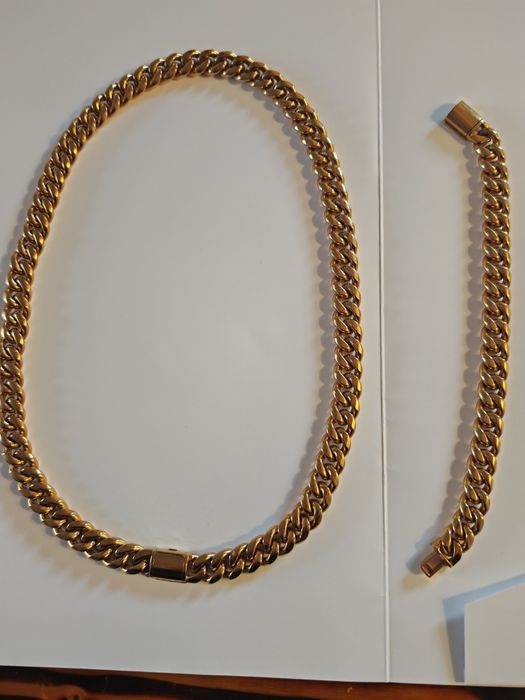 Set cuban inox suflat cu aur de 18k