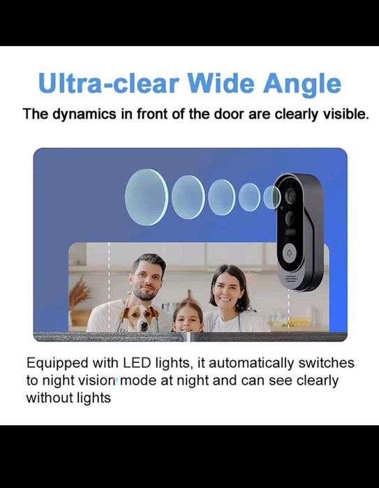 Sonerie video wireless inteligenta, 1080P, audio bidirectional,