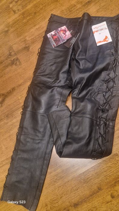 Кожен мото дънки