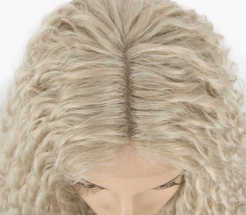 Peruca K1 Front Lace Dantela Blonda Creata Ondulata Afro cu Volum