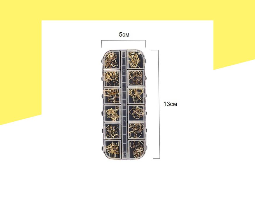 Златисти елементи за декорация за маникюр, 3D елементи