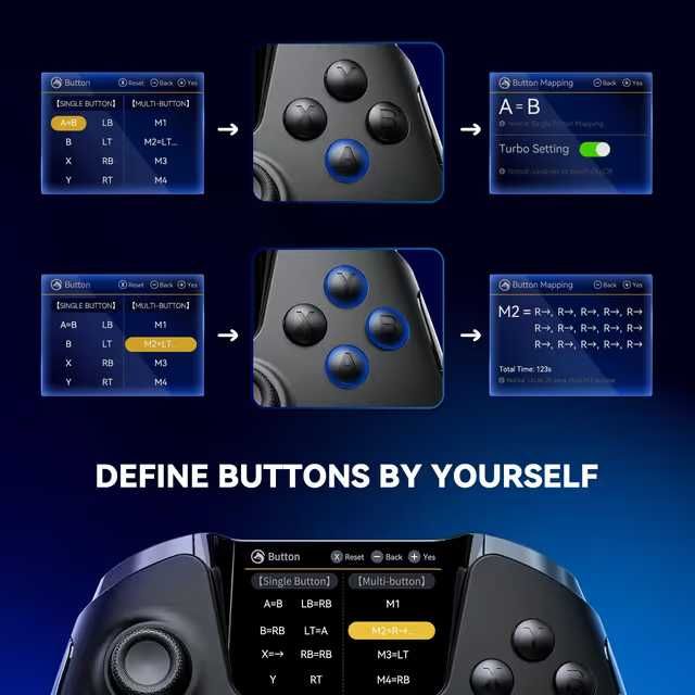 Controller Wireless cu Hall Effect, Display Interactiv și RGB – PC / Switch / Android / iPhone – NOU