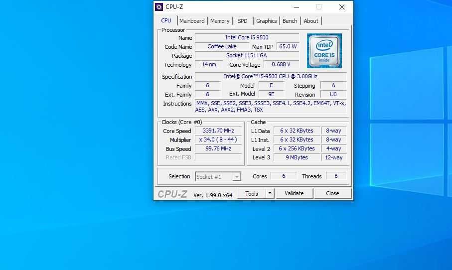 Procesor socket 1151v2 Intel Core i5-9500, 3.00GHz, 9MB