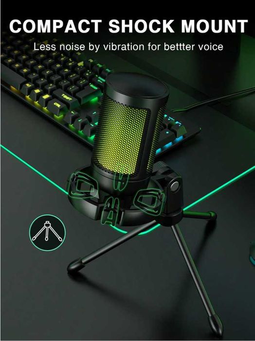 Mикрофон FIFINE A2 с RGB подсветка + стойка, USB Type-C