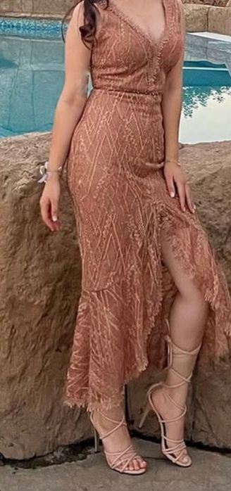 Рокля синя и кафява