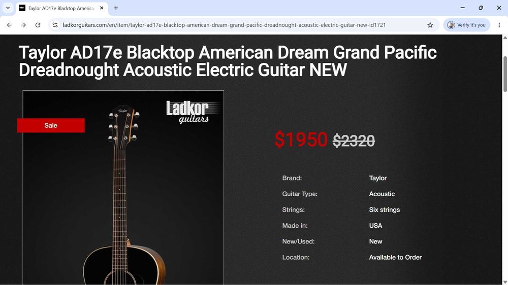 Chitara electro acustica Taylor American Dream 17 AD17e Grand Pacific - Solid Wood Guitar - Made in El Cajon, California, The United States of America