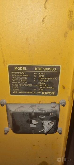 100kw generator hozirda ishlab turibdi