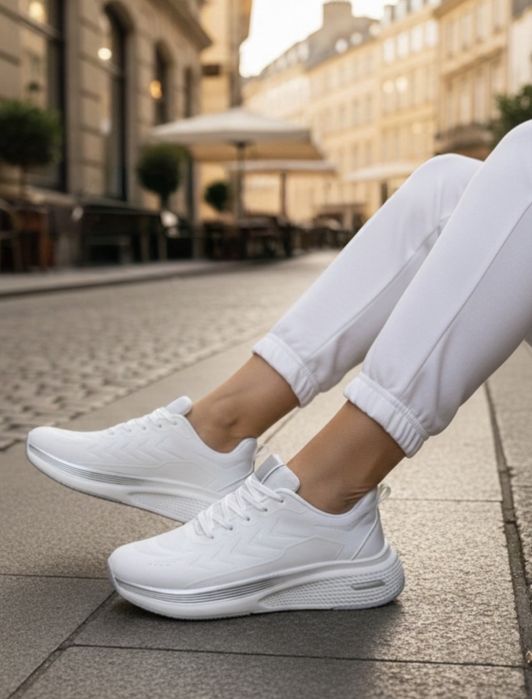 Дамски маратонки в бяло и черно от текстилна мрежа 2026