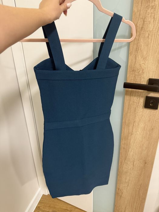 Бандажна къса рокля петролено синьо ХХС-ХС