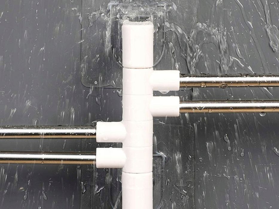 Suport prosoape,4 brate rotative, Montaj fara gaurire, Autoadeziv, Alb