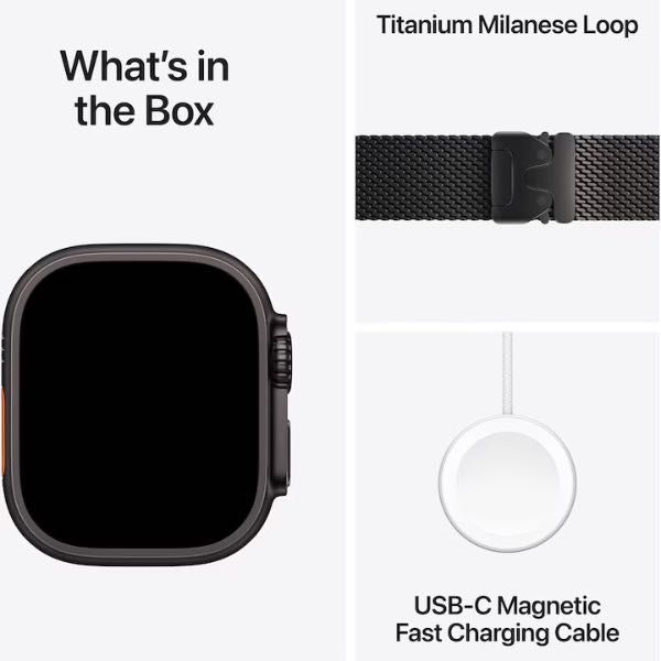 Alex-Tel® Apple Watch Ultra 3 49mm Black Titanium Curea Milanese Loop M Sigilat