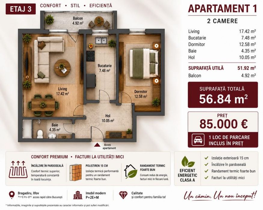Apartament 2 camere/Bragadiru-Cristalului — fotografia 1
