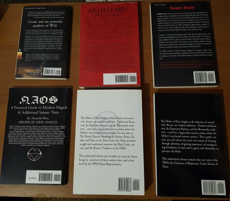 Окултни книги (6 броя) на английски език.