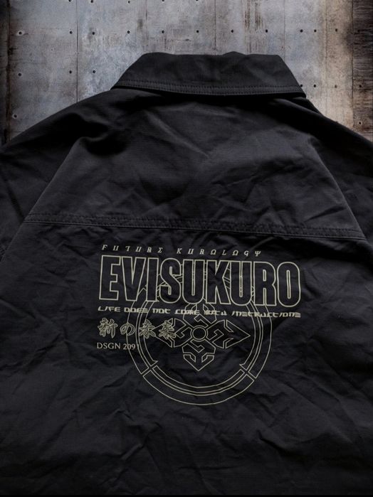 Evisu Kuro Logo Print Multi Pocket Mock 2 in 1 Tech Shirt