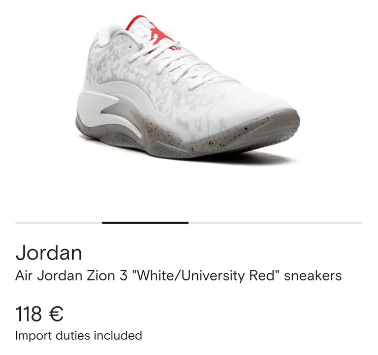 Nike Jordan White University Red  EU 38