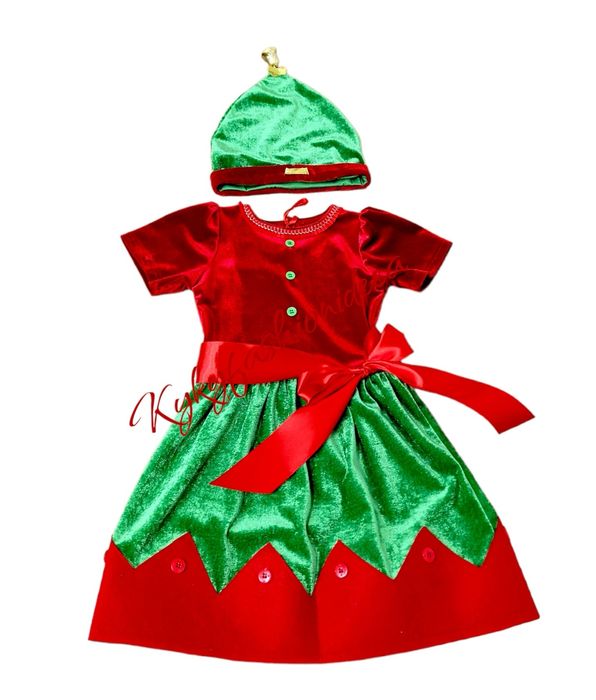 Rochiță spiriduș costum craciun spiridusa fete 1,2 ani made în România