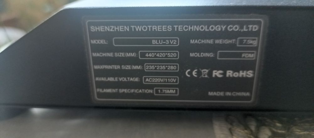 3D принтер TwoTrees BLU-3 V2, область печати 235×235×280 мм