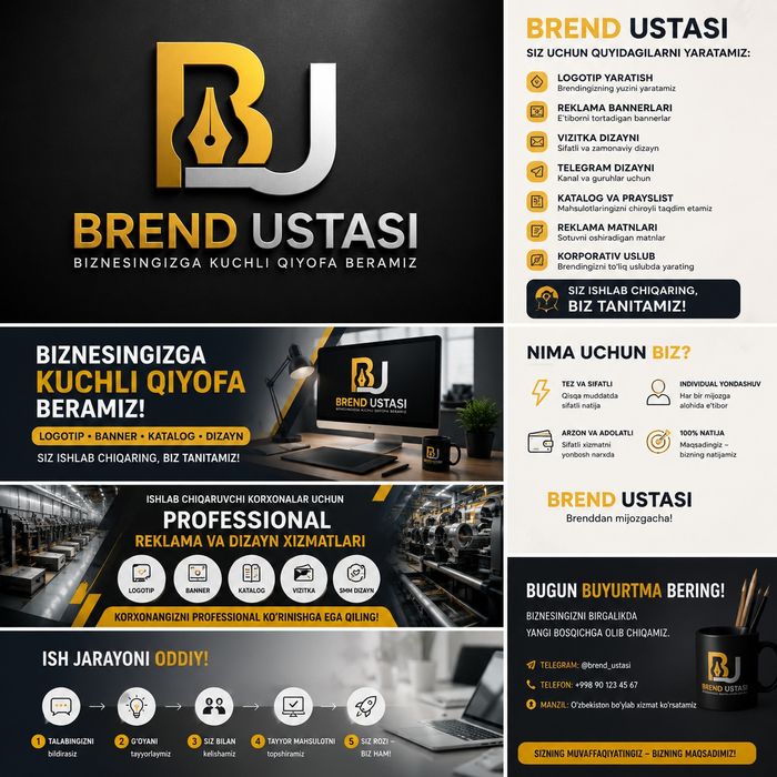 Brend yaratish logotip reklama poligrafiya hizmati