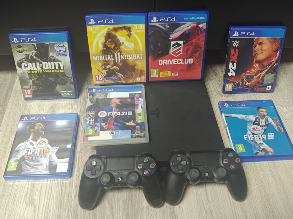 PlayStation 4 Slim 1TB + 2 controllere+ 7 Jocuri PS4
