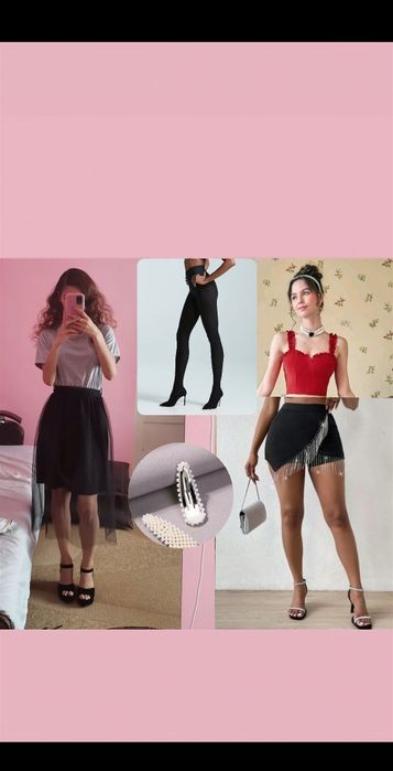 Rochie/fustă+top cu dresuri agrafă cadou