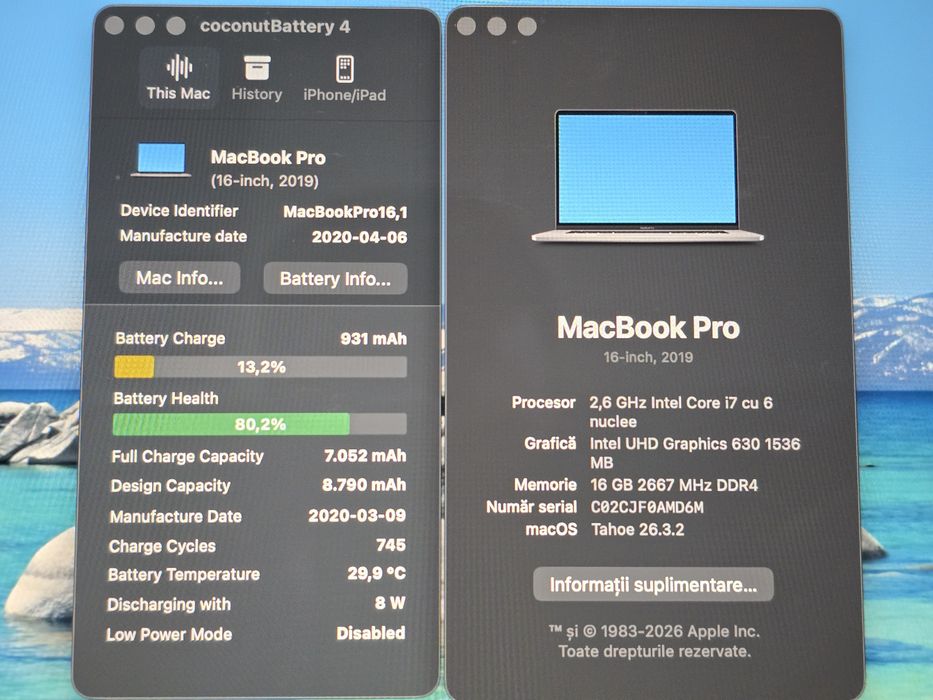 Macbook Pro 16" 2019 I7, 16gb, ssd 500 A2141