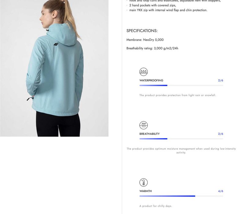 Jachetă softshell iarna, membrana 5000, polar verso, bleu, 4F, nou