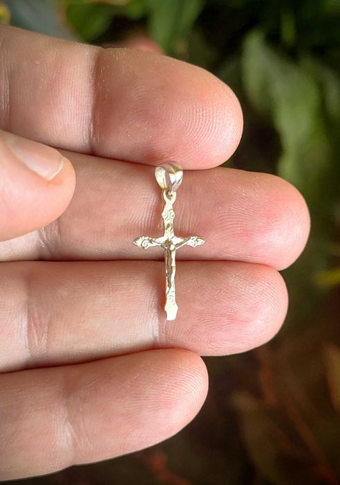 Златен Православен кръст, 14 карата плътно злато, подарък за кръщене