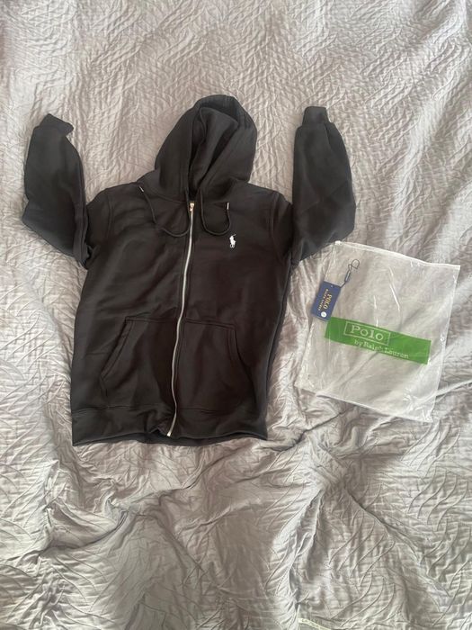 Set negru alb pollo zip up si pantanoni lungi