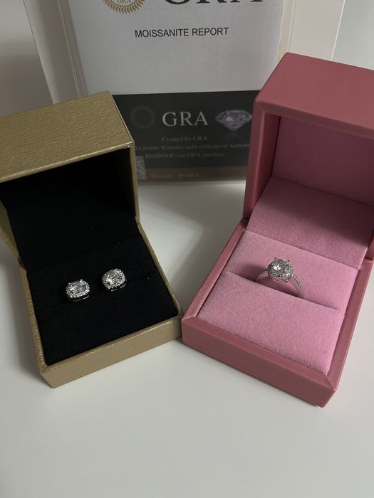 Сережки и кольцо муассаниты