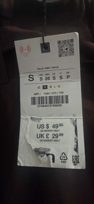 Pantaloni pentru femei Zara,marimea S,maro,noi,cu eticheta