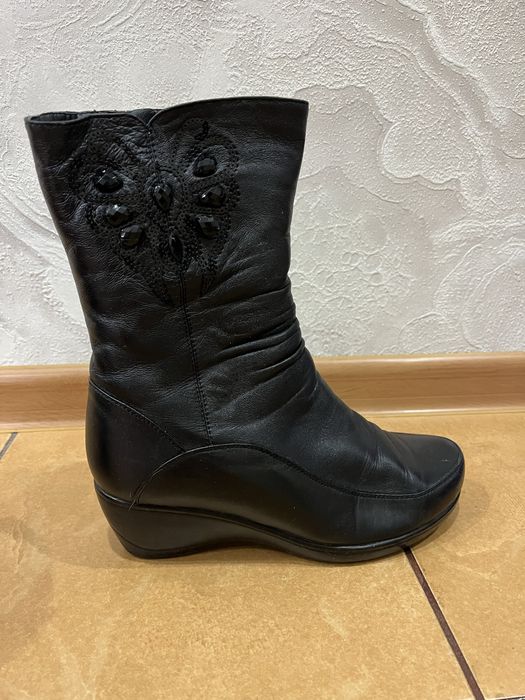 Сапоги кожанные зима