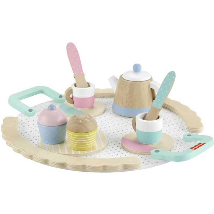 Детски дървен комплект за чай закуска за дървена кухня Fisher Price