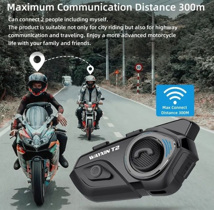 Intercom Wayxin T2 casca bluetooth moto comunicare statie