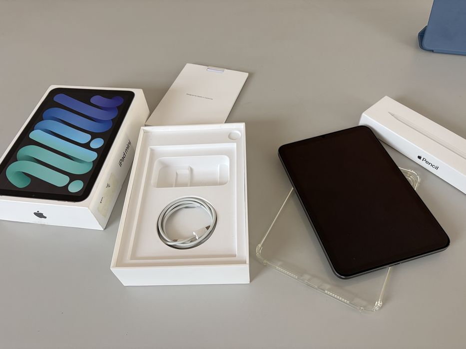 Pachet complet Apple iPad Mini 6, 64 GB Wi-Fi, model A2567, Apple pen gen2, Husa