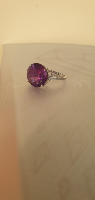 Inel aur alb 14k cu ametist natural