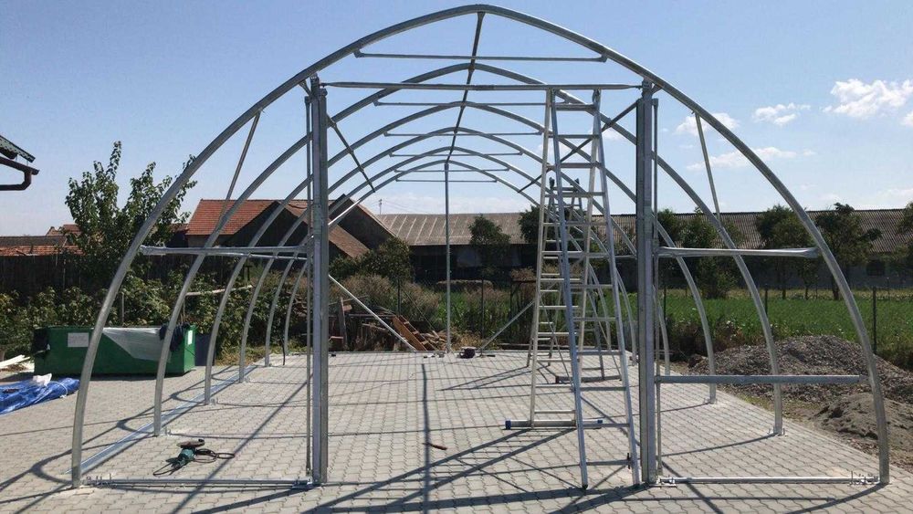 Полукръгла индустриална палатка 6,1 x 12,8 x 3,66 м за селско стопанство, съхранение на бали