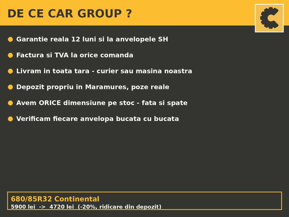 Cauciucuri 680/85R32 Continental Anvelope Combina Tractor SH GARANTIE