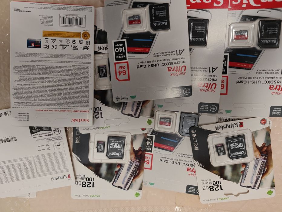 Чисто нови  карти памет Kingston, SONY,SanDisc micro Performance Card 32/64/128GB gb