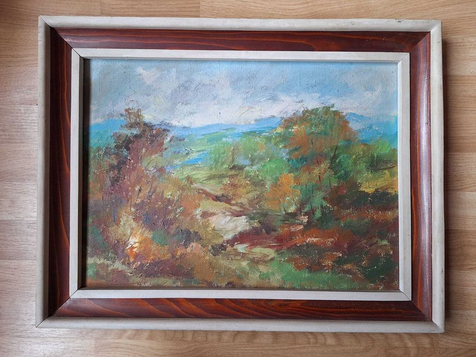 Tablou Vechi Pictură Ulei "Peisaj de Toamnă la Munte"