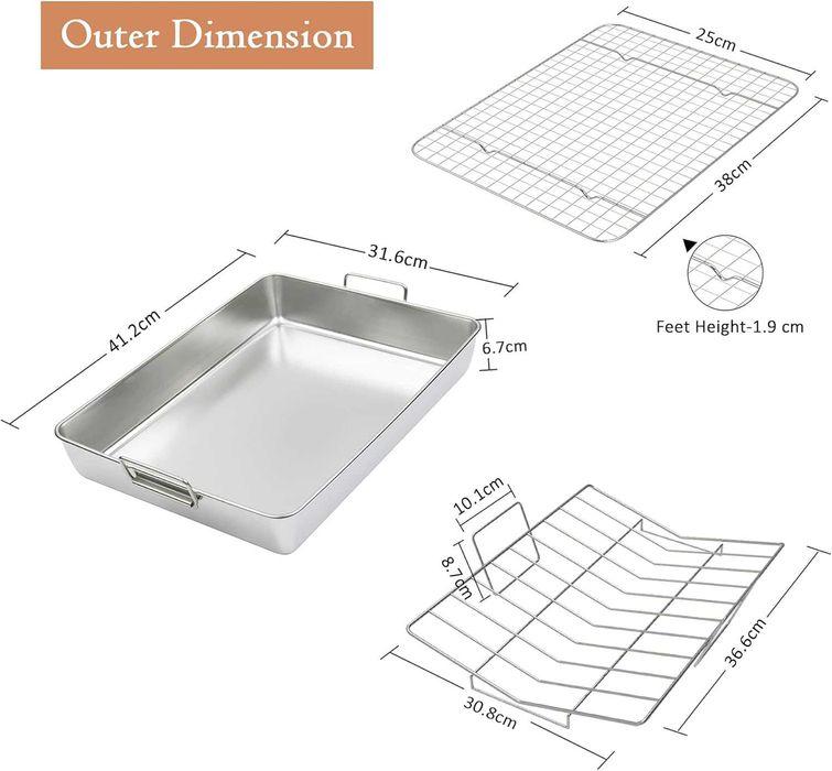 Tava Inox PROFESIONALA, cu 2 gratare scurgere, REDUS de la 300RON