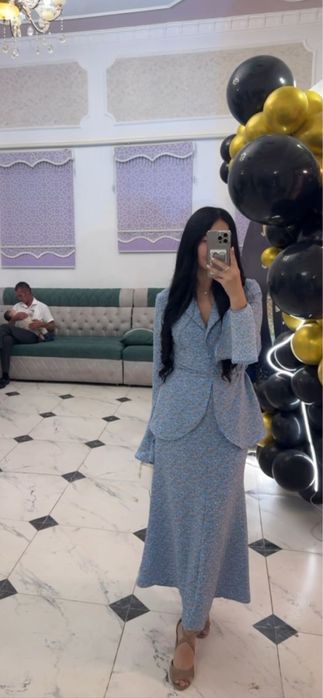 Платье двойка, летнее в цветочек