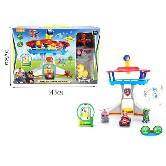 Комплект наблюдателна кула Paw Patrol с кученца и превозни средства