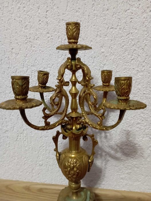 Комплект от два големи масивни бронзови свещника - свещник