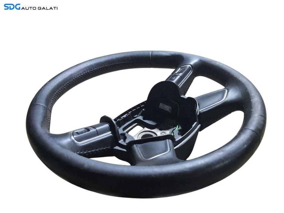 Volan Piele 4 Spite cu Comenzi Audi A4 B8 2008 - 2012 Cod 4L0419091AC ( Tăietură Mică în Pielea Volanului, Vizibila în Imagine + Uzură Ușoară în General ) [N2355]