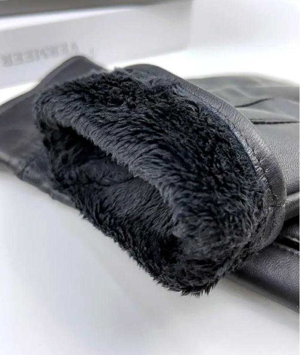 Мъжки Зимни Топли Поларени Ръкавици Естествена Кожа Агнешка Шофиране